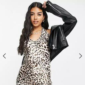 Leopard Print Mini Halter Dress